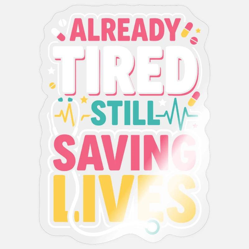 Nachtschicht-krankenschwester, Müde - Sticker Größe S (10 x 10 cm) - Transparent glänzend