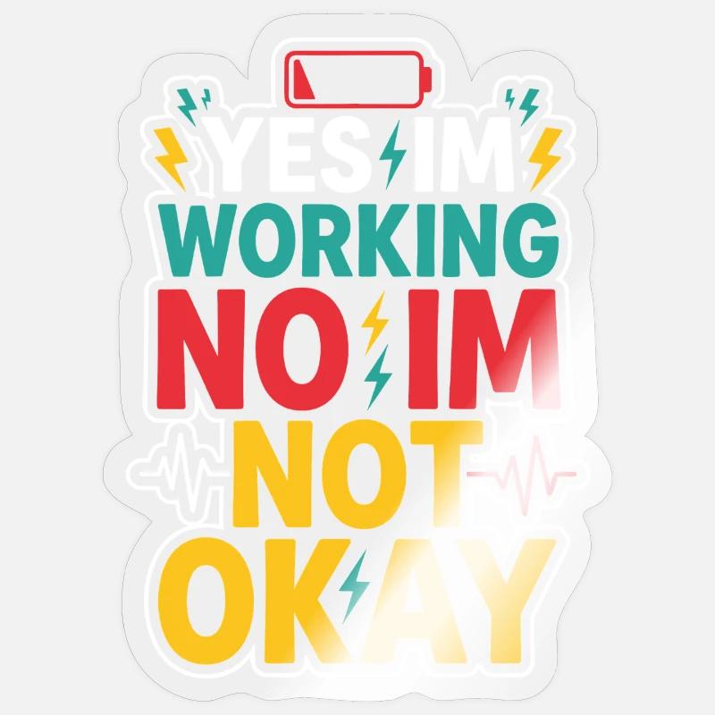 Infirmière de nuit, fatiguée - Sticker taille S (10 x 10 cm) - brillant transparent