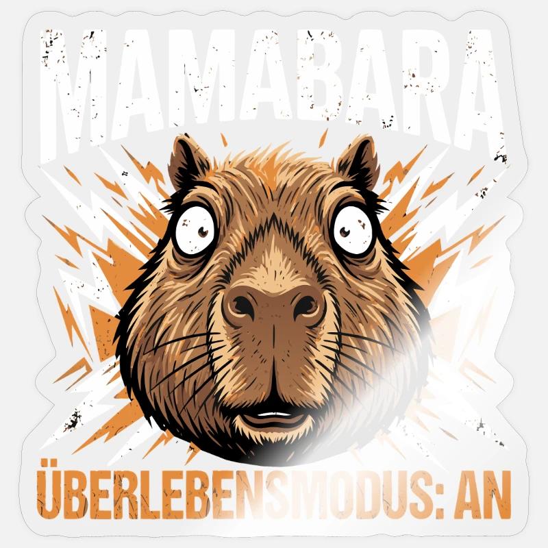 Mamabara Capybara Überlebensmodus Mutter - Sticker Größe S (10 x 10 cm) - Transparent glänzend