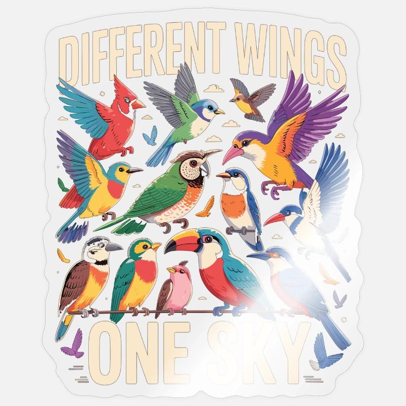 Different Wings One Sky Bird - Sticker size S (10 x 10 cm) - transparent glossy