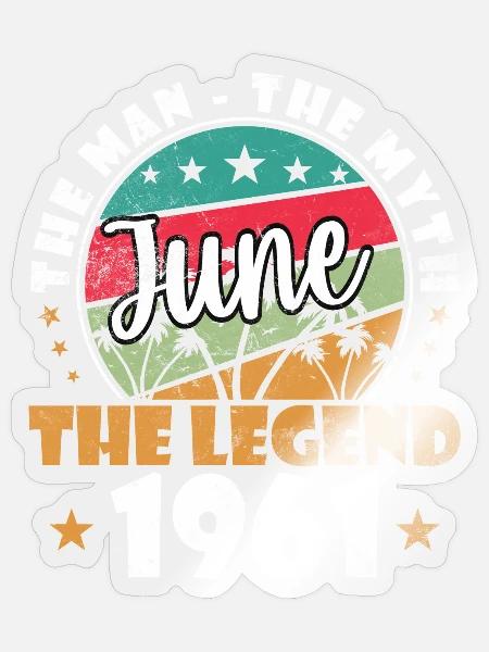 June Legend 1961 Retro Badge - Sticker Größe S (10 x 10 cm) - Transparent glänzend
