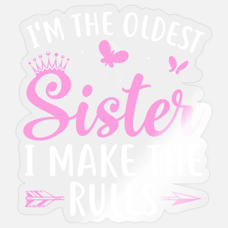 Älteste Schwester regiert Pink - Sticker Größe S (10 x 10 cm) - Transparent glänzend