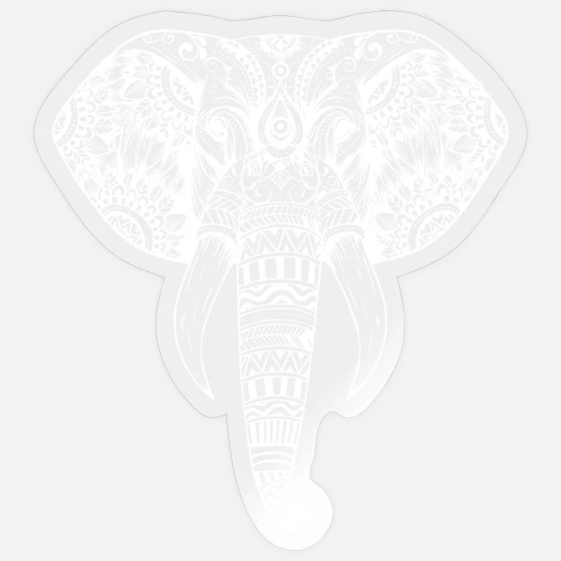 Ornate Elephant Mandala - Sticker size S (10 x 10 cm) - transparent glossy