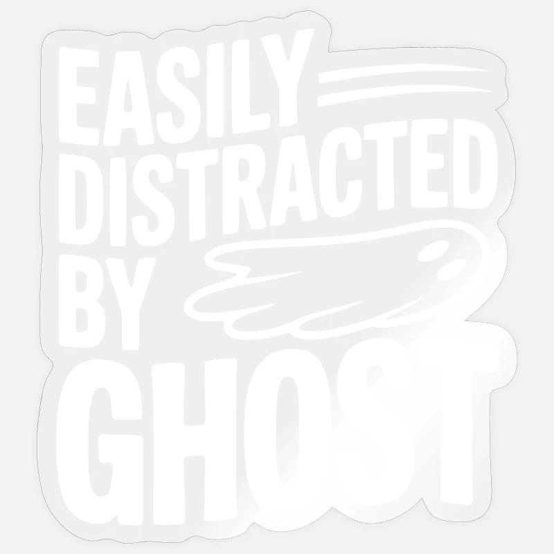 Facilement distraite par Ghost - Sticker taille S (10 x 10 cm) - brillant transparent