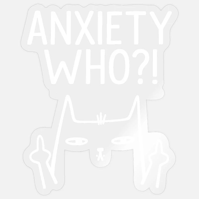 Chat Anxiety Who - Sticker taille S (10 x 10 cm) - brillant transparent