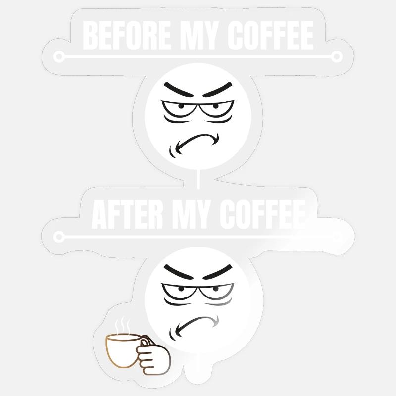 Grumpy Coffee Mood - Sticker taille S (10 x 10 cm) - brillant transparent