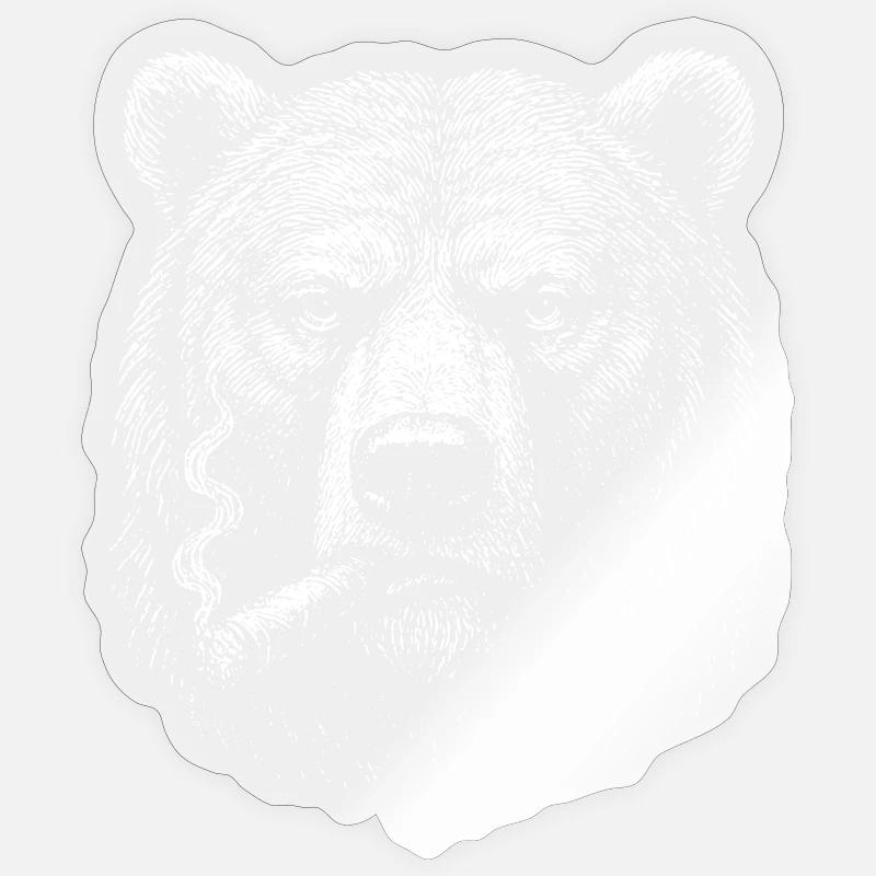 Bear with Cigarette Sketch - Sticker size S (10 x 10 cm) - transparent glossy