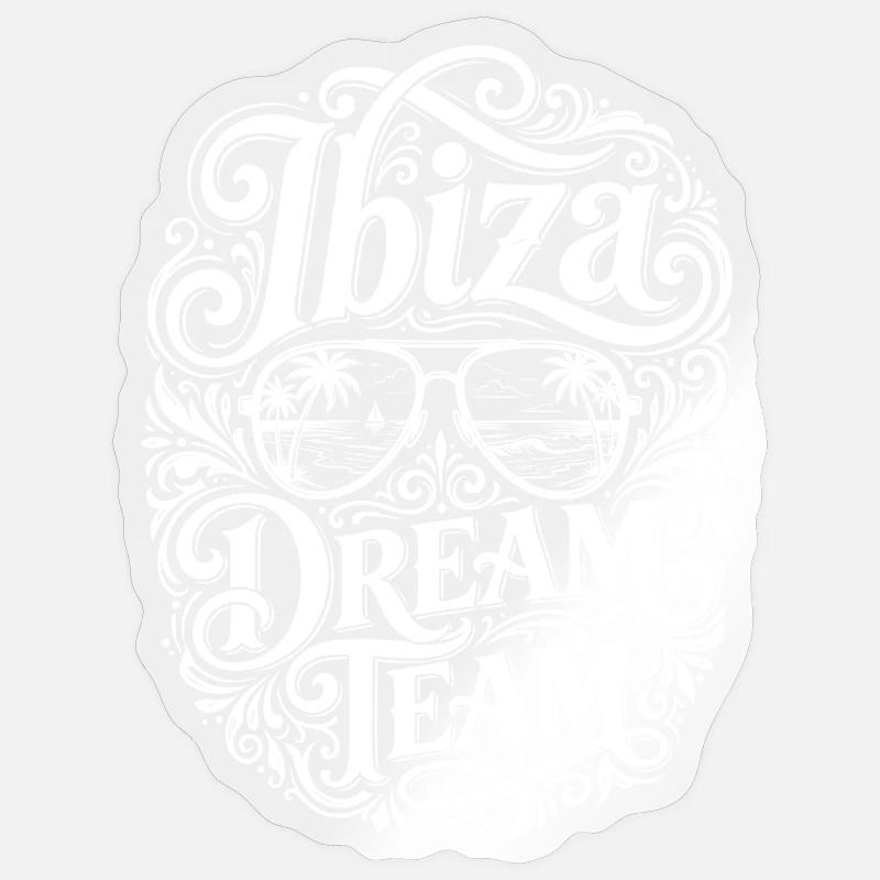 Équipe de rêve d’Ibiza - Sticker taille S (10 x 10 cm) - brillant transparent