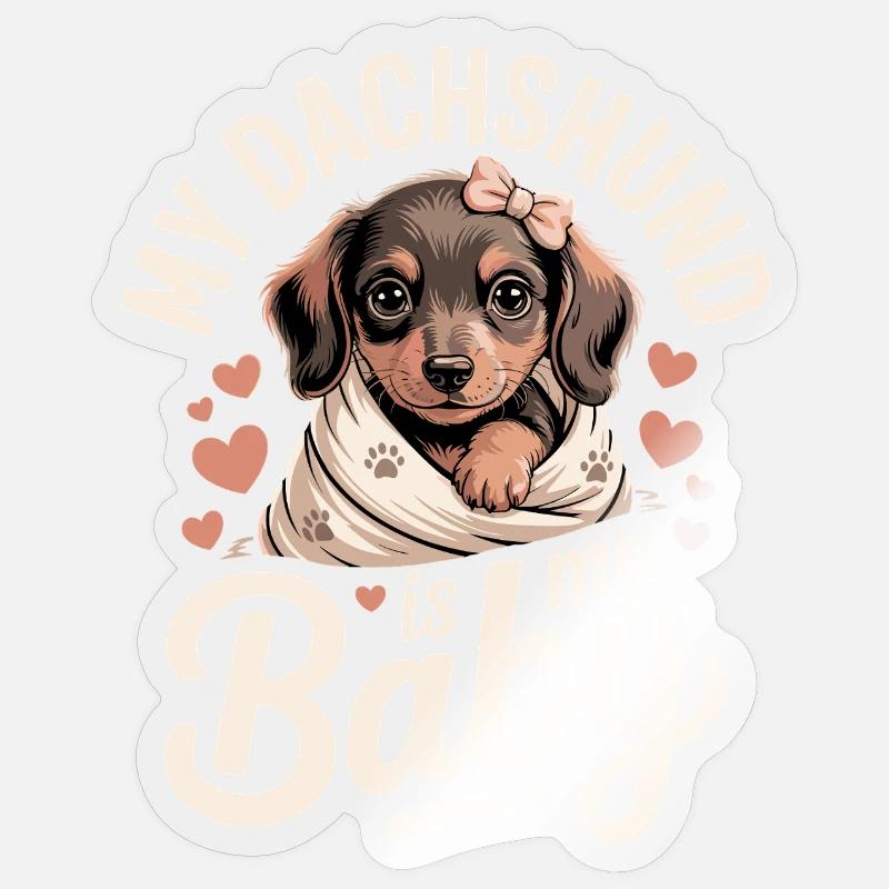 Bébé teckel - Sticker taille S (10 x 10 cm) - brillant transparent