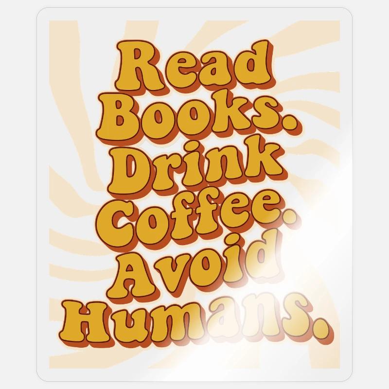 Introvertiert Leseratte Kaffee Bücher  - Sticker Größe S (10 x 10 cm) - Transparent glänzend