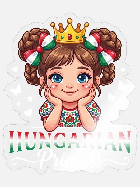 Ungarische Prinzessin Mädchen Cartoon - Sticker Größe S (10 x 10 cm) - Transparent glänzend