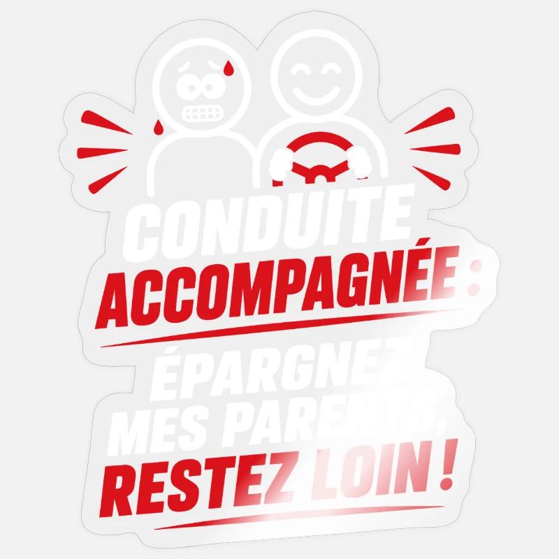 Conduite Accompagnée Autonomie Malicieuse - Sticker taille S (10 x 10 cm) - brillant transparent