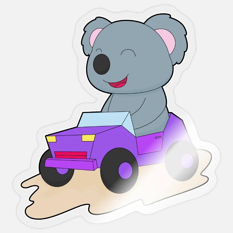Koala Car - Sticker taille S (10 x 10 cm) - brillant transparent