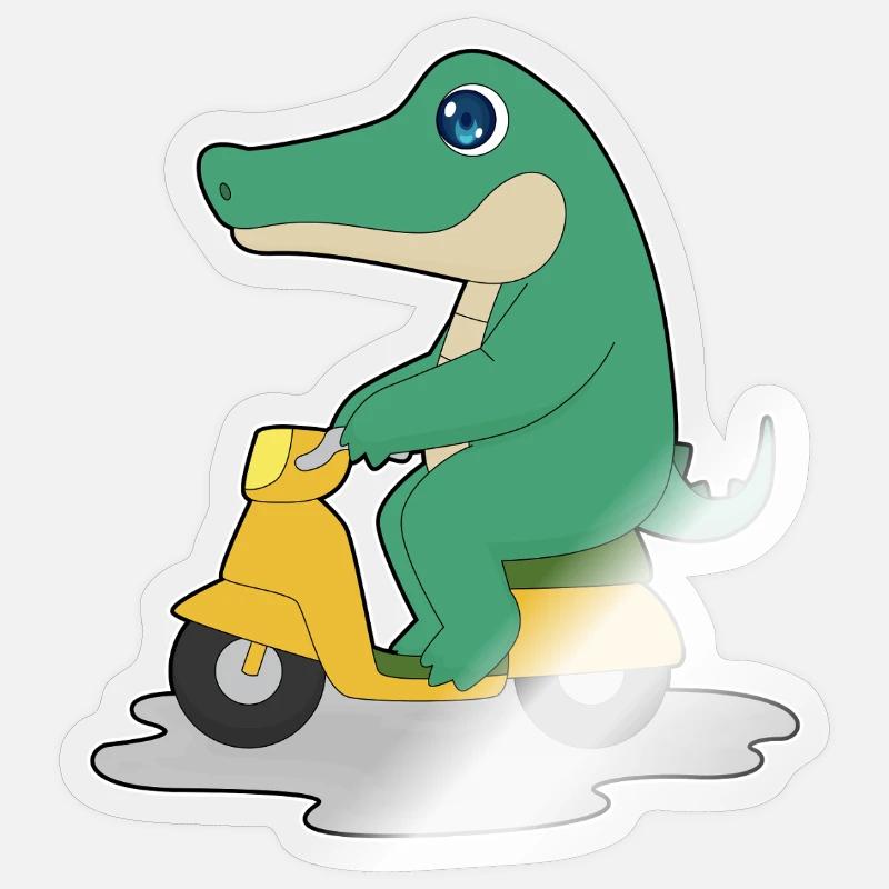 Crocodile Scooter - Sticker taille S (10 x 10 cm) - brillant transparent