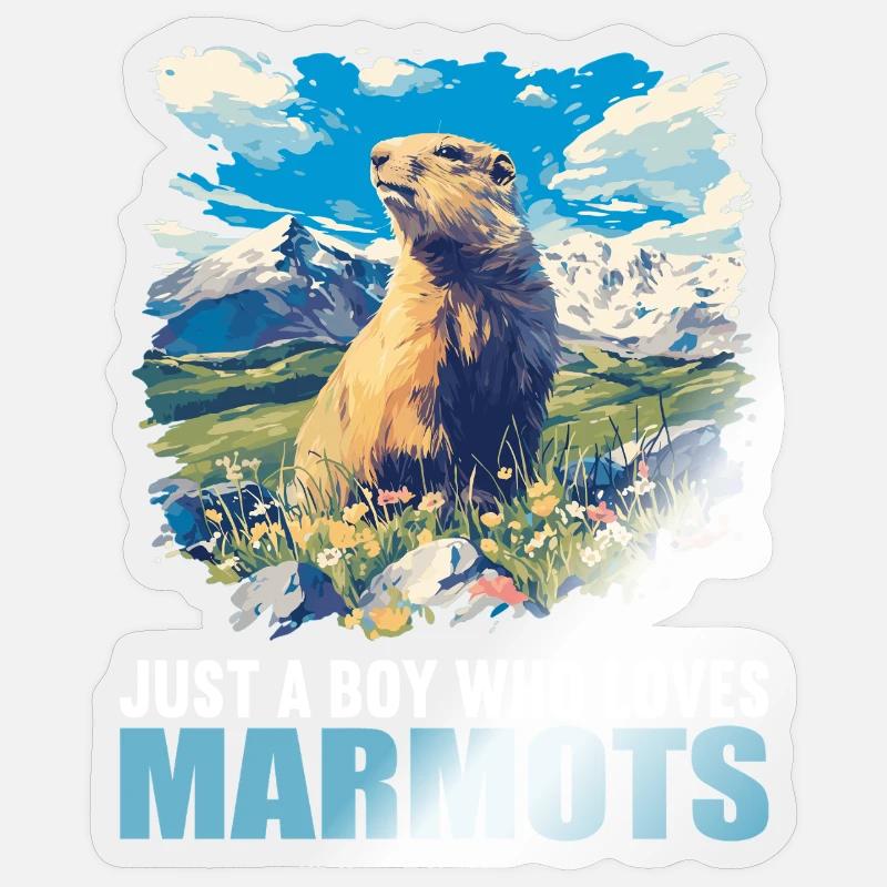 Marmottes Marmotte - Sticker taille S (10 x 10 cm) - brillant transparent