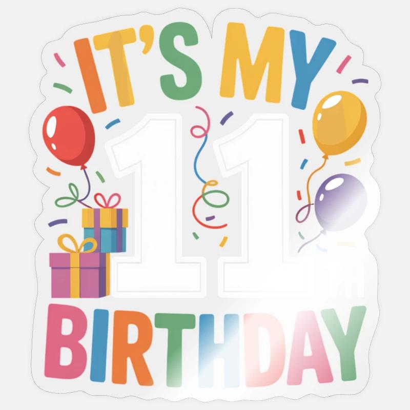 11e anniversaire - Sticker taille S (10 x 10 cm) - brillant transparent