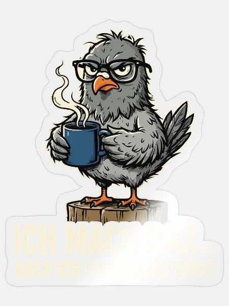 Taube Kaffee - Sticker Größe S (10 x 10 cm) - Transparent glänzend