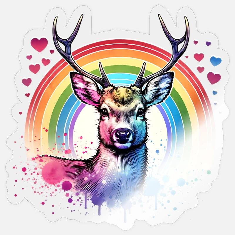 Don du cerf de Sika - Sticker taille S (10 x 10 cm) - brillant transparent