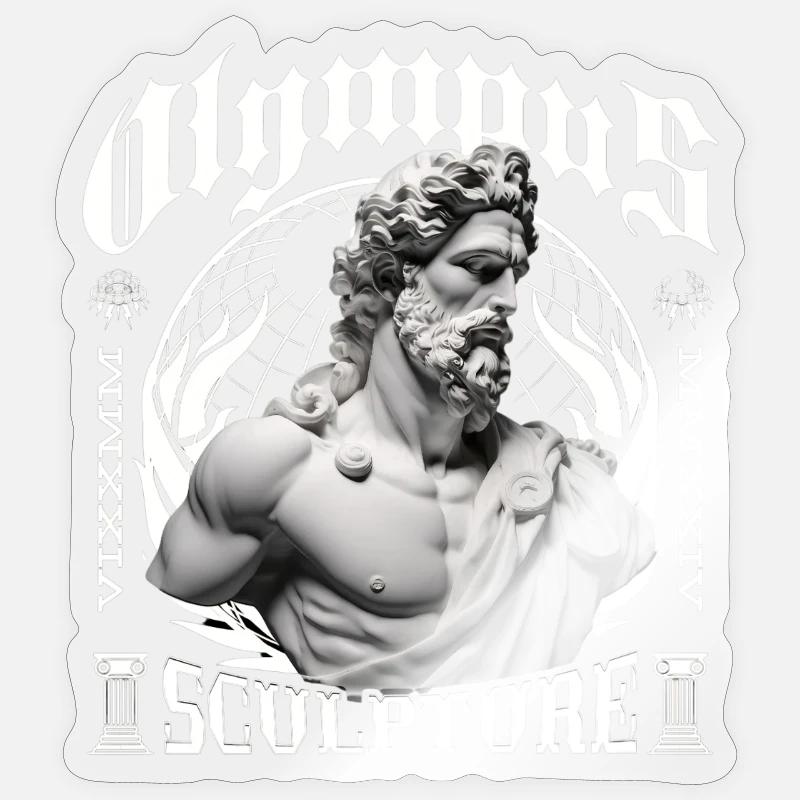 Gothic Skulptur Bust - Sticker Größe S (10 x 10 cm) - Transparent glänzend