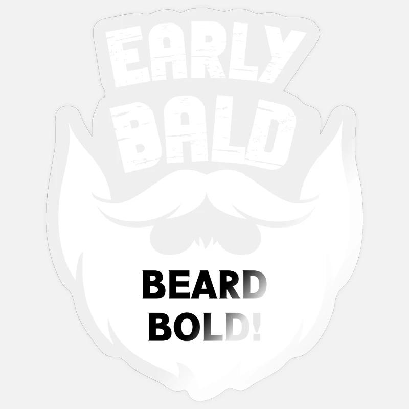 Early Bald Beard Bold - Sticker taille S (10 x 10 cm) - brillant transparent