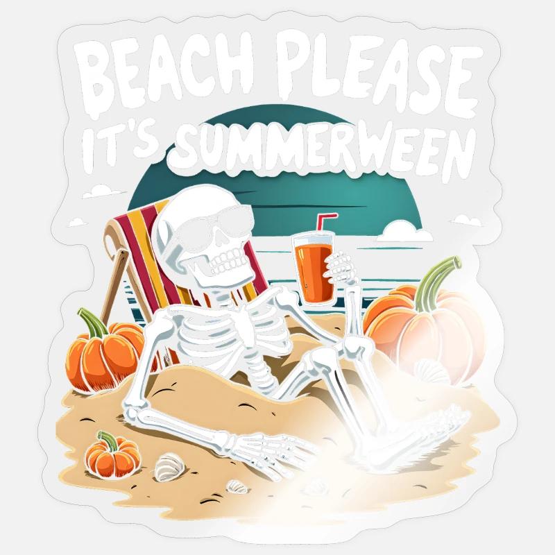 Beach Please Summerween Halloween - Sticker Größe S (10 x 10 cm) - Transparent glänzend
