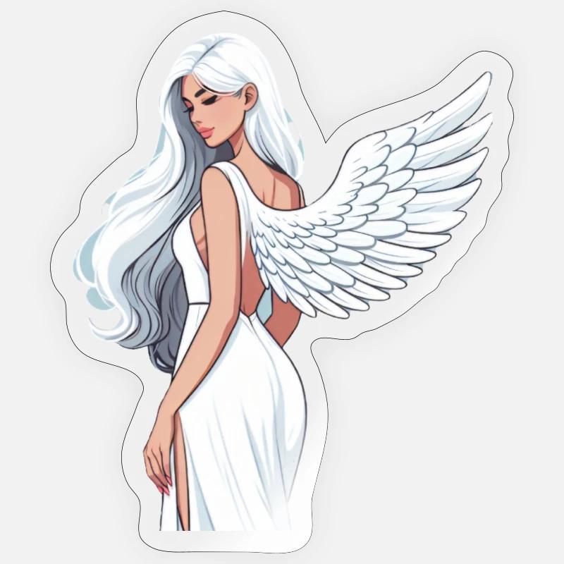 Héroïne Ailée Céleste - Sticker taille S (10 x 10 cm) - brillant transparent