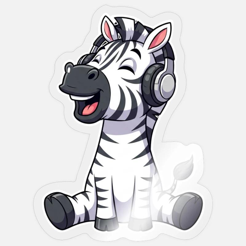 Zebra Musik - Sticker Größe S (10 x 10 cm) - Transparent glänzend
