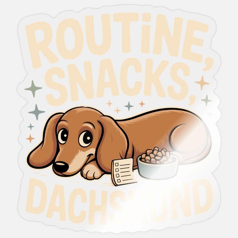 Routine Snacks Dachshund - Sticker size S (10 x 10 cm) - transparent glossy
