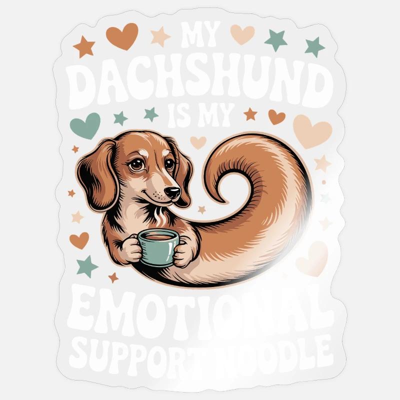 Teckel de soutien émotionnel - Sticker taille S (10 x 10 cm) - brillant transparent