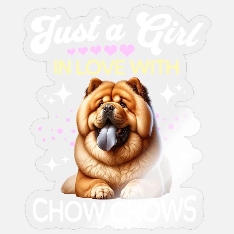 Fille Chowchow - Sticker taille S (10 x 10 cm) - brillant transparent