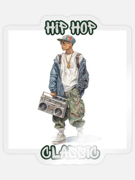 HipHop Klassik Boombox Stil - Sticker Größe S (10 x 10 cm) - Transparent glänzend