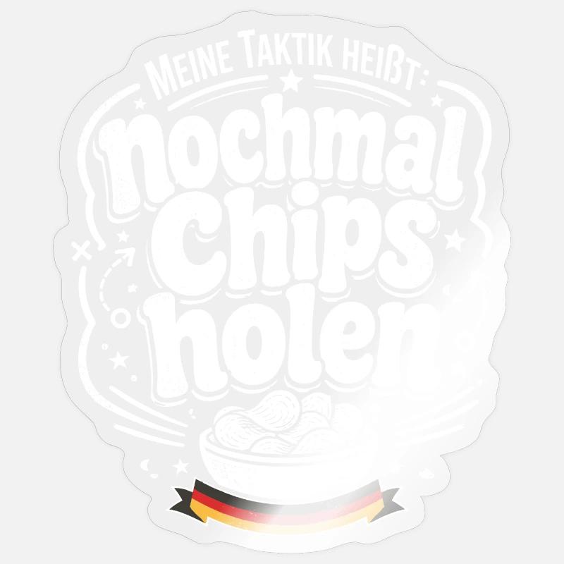 Nochmal Chips holen Taktik - Sticker Größe S (10 x 10 cm) - Transparent glänzend