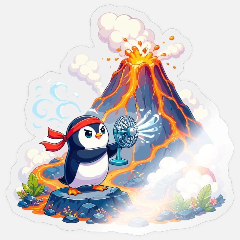Lava-Pinguin mit Ventilator - Sticker Größe S (10 x 10 cm) - Transparent glänzend
