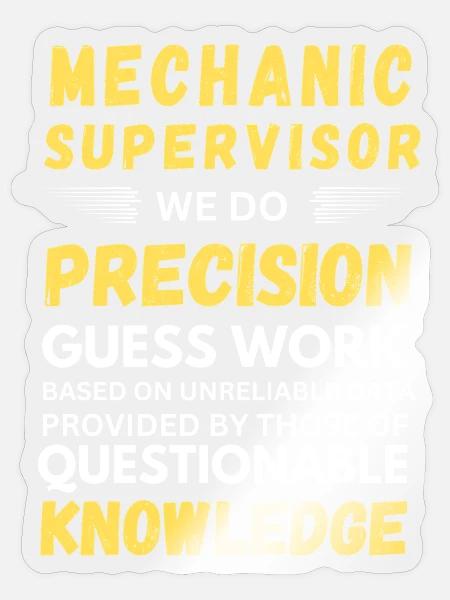 Mechanikerleiter: Präzise Ratarbeit – Lustig. - Sticker Größe S (10 x 10 cm) - Transparent glänzend