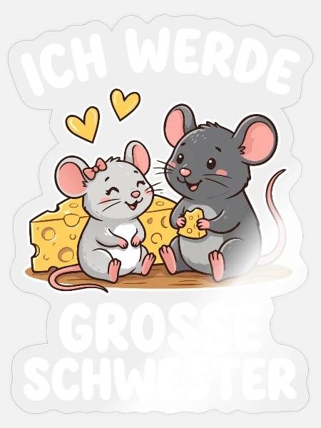 Ich werde Große Schwester Mäuse - Sticker Größe S (10 x 10 cm) - Transparent glänzend