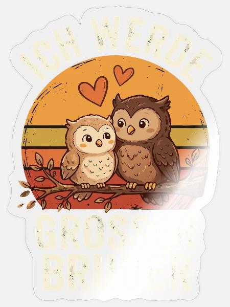 Großer Bruder Eule - Sticker Größe S (10 x 10 cm) - Transparent glänzend