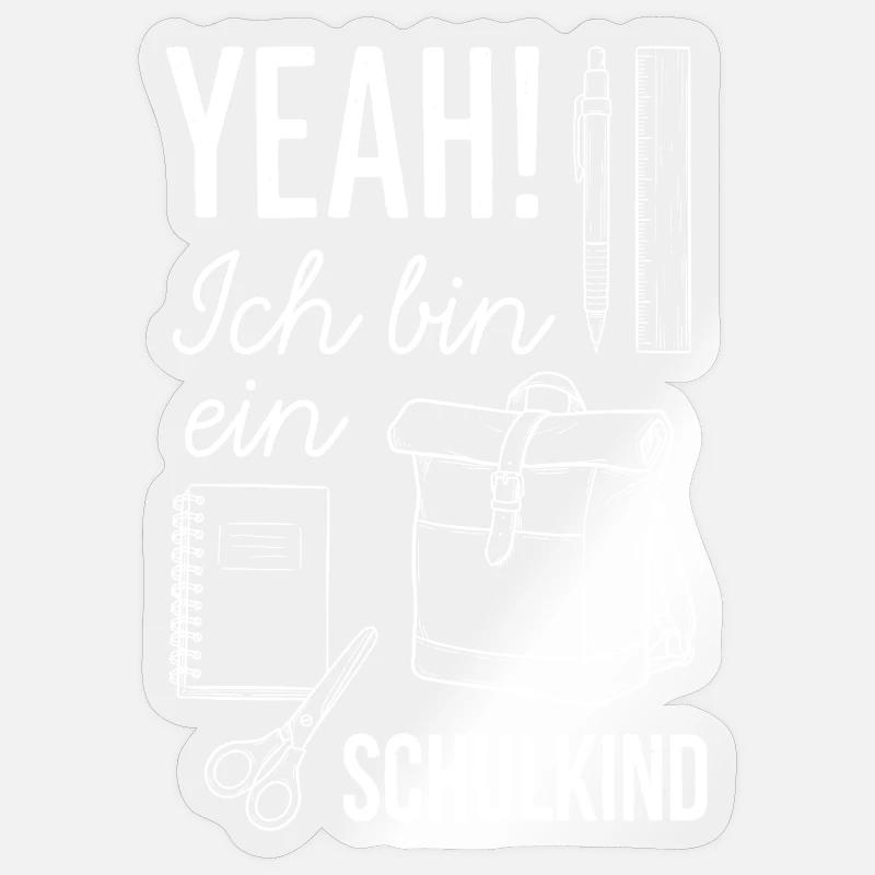Yeah! Ich bin ein Schulkind - Einschulung - Sticker Größe S (10 x 10 cm) - Transparent glänzend