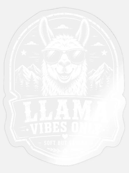 Llama Vibes Sonnenbrille - Sticker Größe S (10 x 10 cm) - Transparent glänzend