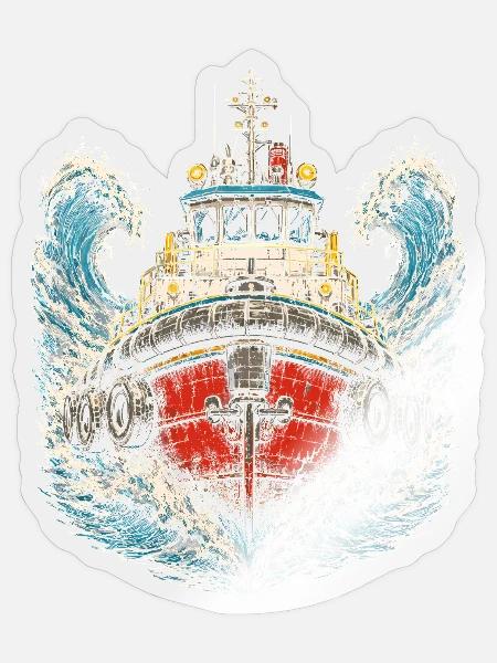 Schleppschiffe Schlepper Artistic Illustration - Sticker Größe S (10 x 10 cm) - Transparent glänzend