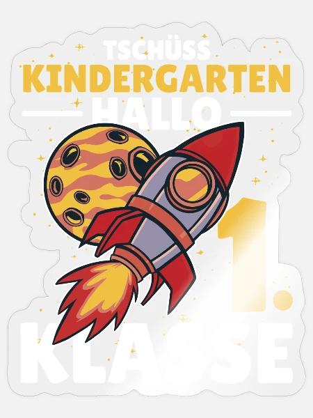 Tschüss Kindergarten Hallo 1. Klasse Schulkind - Sticker Größe S (10 x 10 cm) - Transparent glänzend