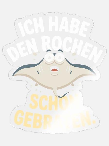 Rochen Schon Gebraten Stachelrochen Manta Rochen - Sticker Größe S (10 x 10 cm) - Transparent glänzend
