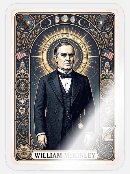 Carte de tarot William McKinley - Sticker taille S (10 x 10 cm) - brillant transparent