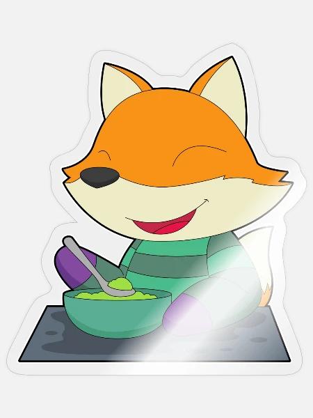 Fuchs Koch Schüssel Kochen - Sticker Größe S (10 x 10 cm) - Transparent glänzend