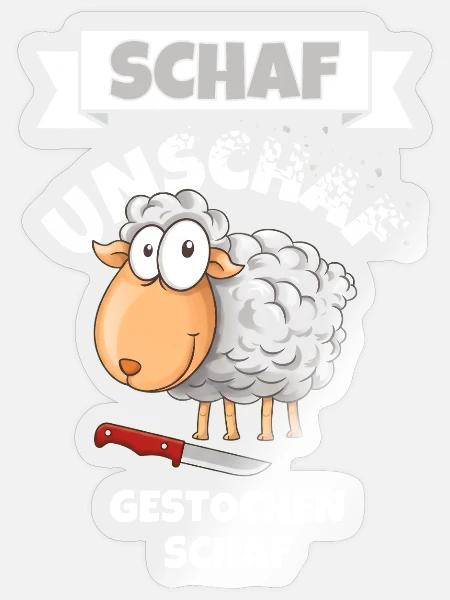Schaf Unschaf Gestochen Schaf Wortspiel - Sticker Größe S (10 x 10 cm) - Transparent glänzend
