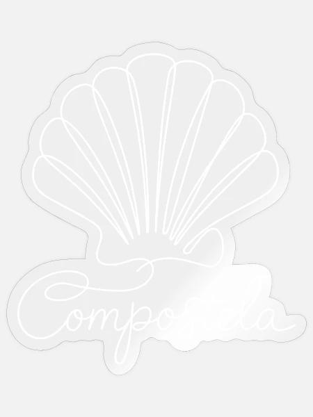Compostela | Jakobsmuschel, Pilger, Santiago - Sticker Größe S (10 x 10 cm) - Transparent glänzend