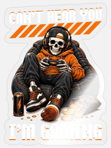 Skeleton Gamer Gaming Halloween - Sticker Größe S (10 x 10 cm) - Transparent glänzend