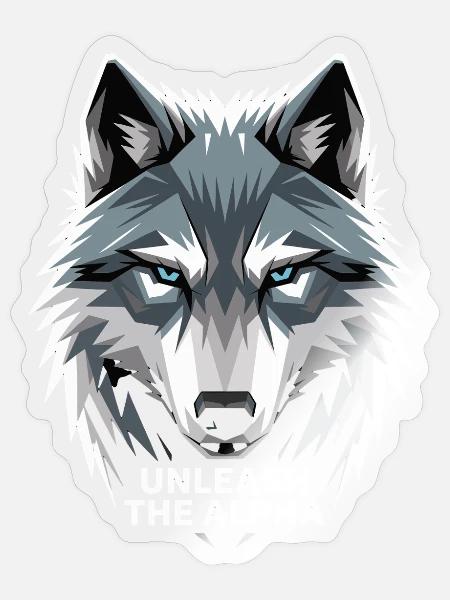 Unleash The Alpha Grauer Wolfskopf Für Gamer - Sticker Größe S (10 x 10 cm) - Transparent glänzend