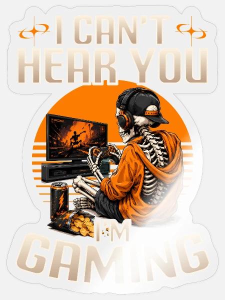 Skeleton Gamer Gaming Halloween - Sticker Größe S (10 x 10 cm) - Transparent glänzend