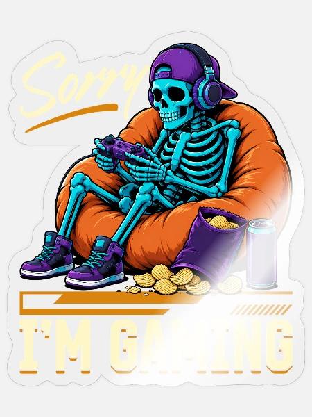 Skeleton Gamer Gaming Halloween - Sticker Größe S (10 x 10 cm) - Transparent glänzend