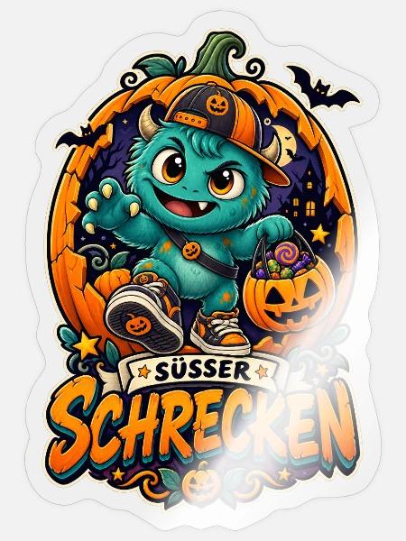 Süßer Schrecken Halloween Monster - Sticker Größe S (10 x 10 cm) - Transparent glänzend